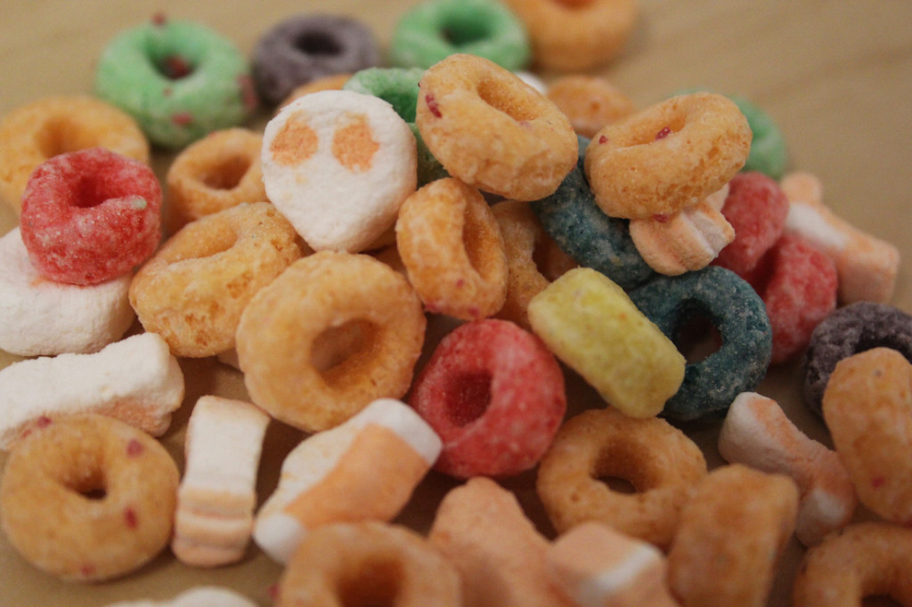 Halloween Froot Loops with Skeleton Marshmallows