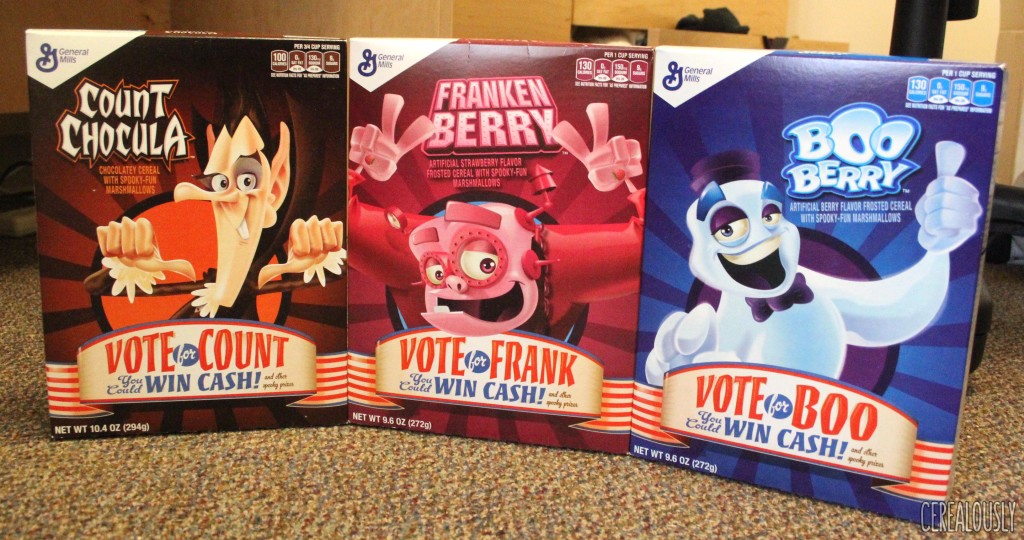 Count Chocula, Franken Berry, and Boo Berry 2016 Election Boxes