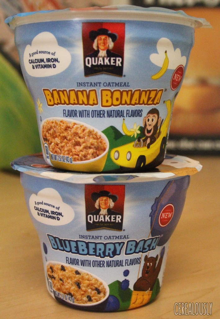 Quaker's New Banana Bonanza Oatmeal and Blueberry Bash Oatmeal Cups