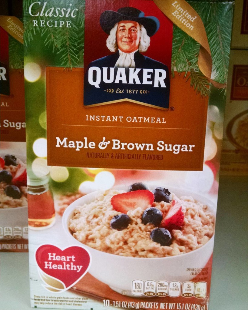 Quaker's Holiday Limited Edition Maple Brown Sugar Oatmeal Box