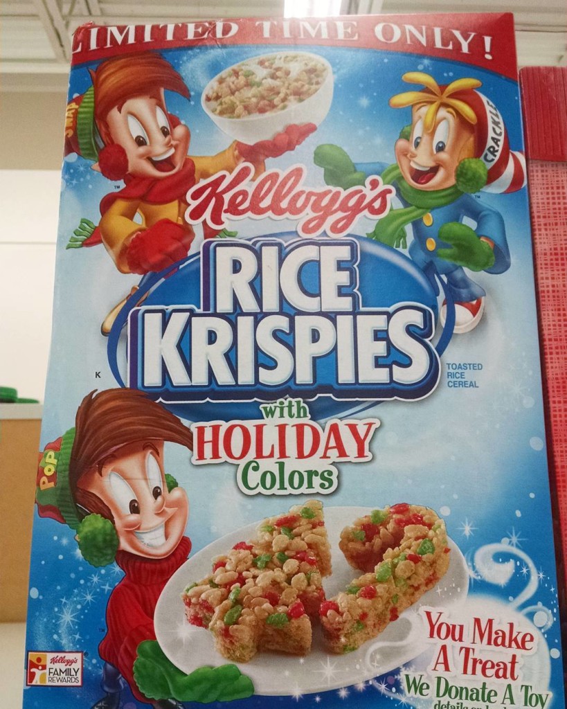 Kellogg's Rice Krispies with Holiday Colors Cereal Box 2016