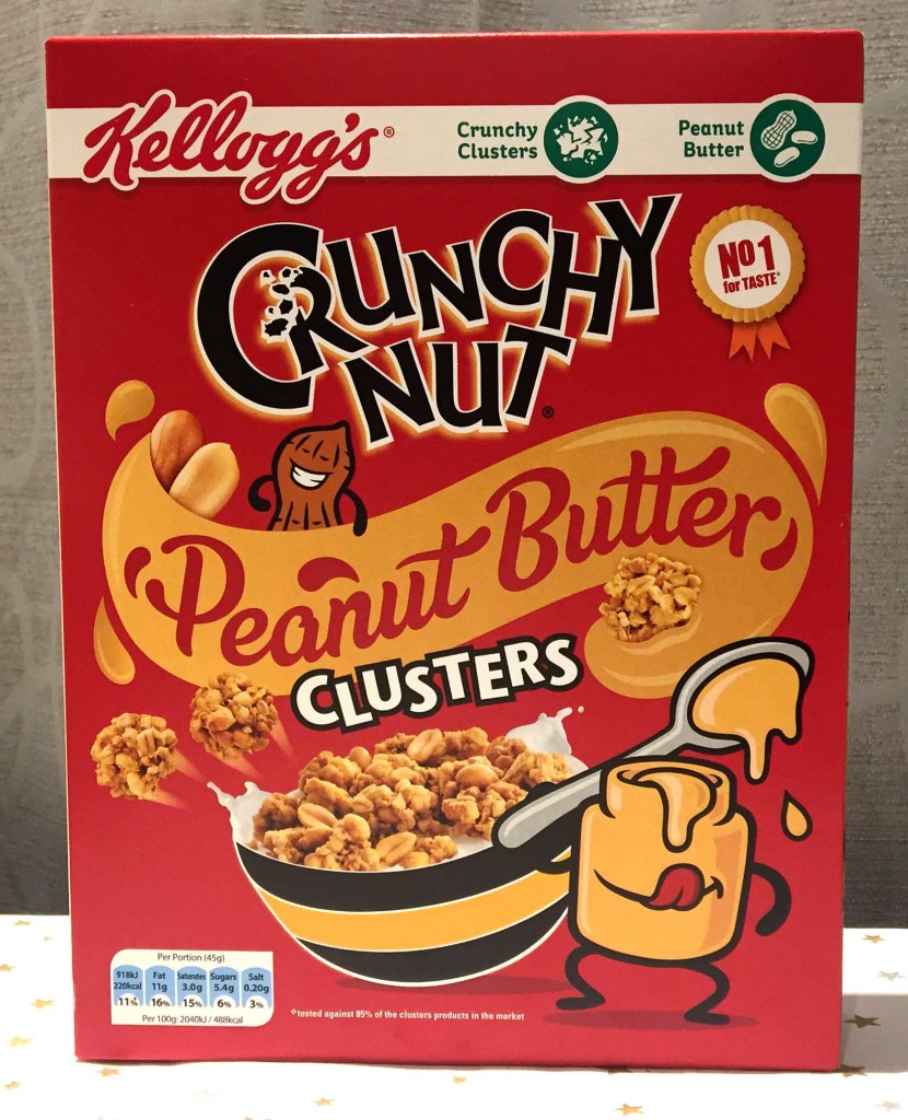 Kellogg's Crunchy Nut Peanut Butter Clusters Cereal Box