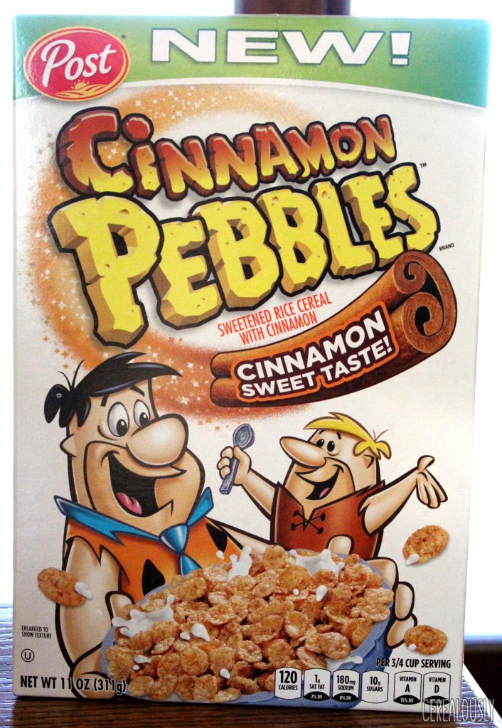 Post Cinnamon Pebbles Cereal Box