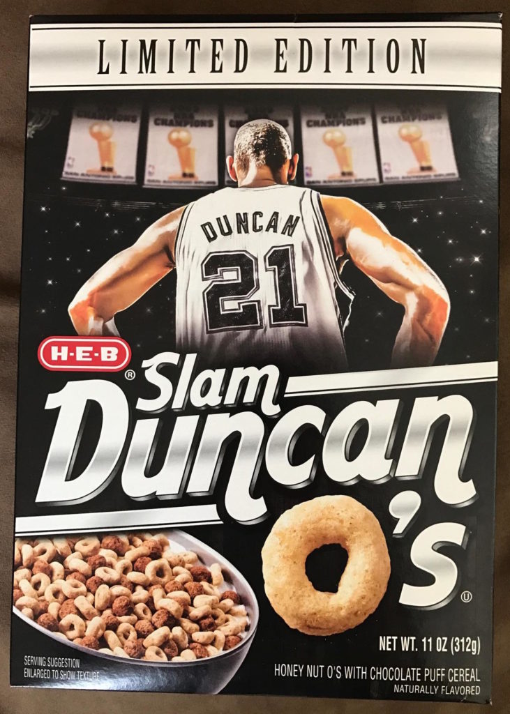 H-E-B Slam Duncan O's Cereal 2017 Box