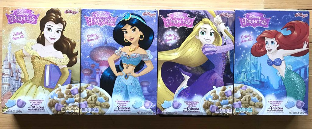 Kellogg's Disney Princesses Cereals: Belle, Jasmine, Rapunzel, Ariel