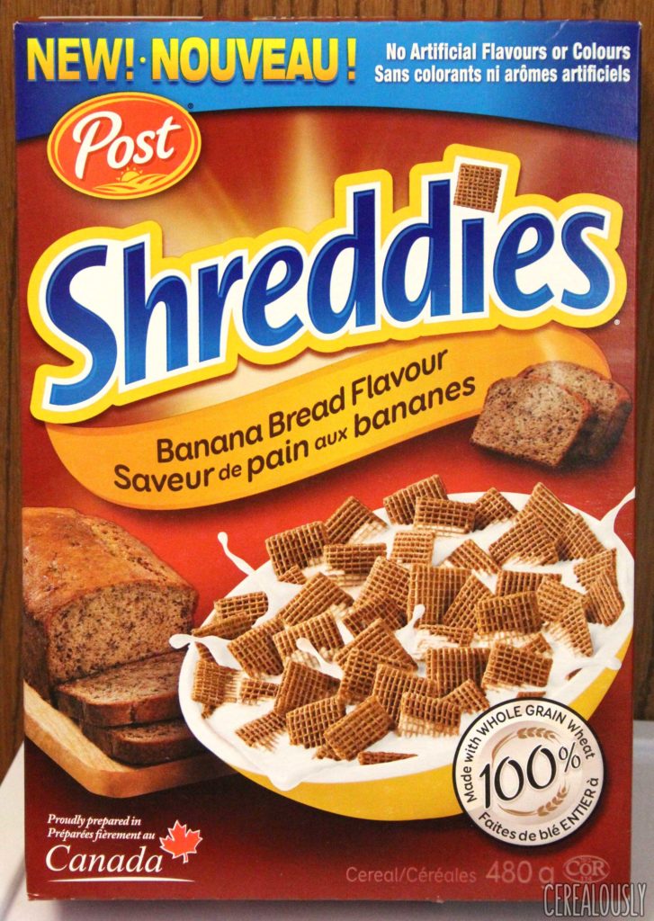 Canadian Post Banana Bread Shreddies Box Cereal Review