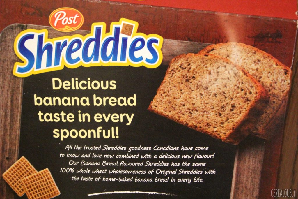 Canadian Post Banana Bread Shreddies Back of the Box Cereal Review