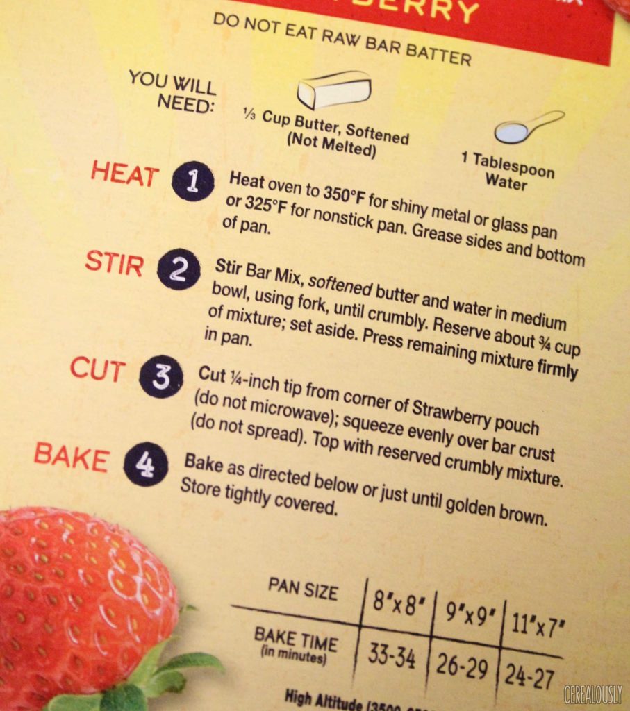 Betty Crocker Welch's Strawberry Oatmeal Bars Baking Mix Instructions