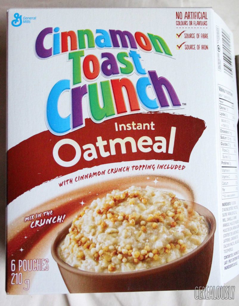 General Mills Canada: Cinnamon Toast Crunch Instant Oatmeal Box Review