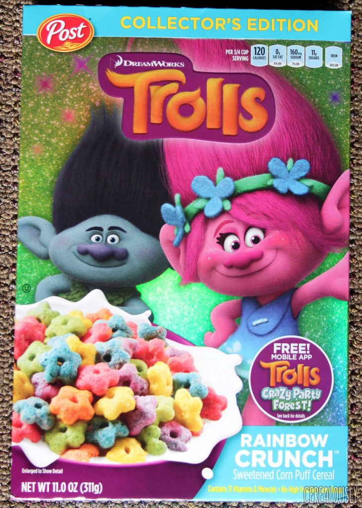 Post Trolls Cereal Rainbow Crunch Box Review