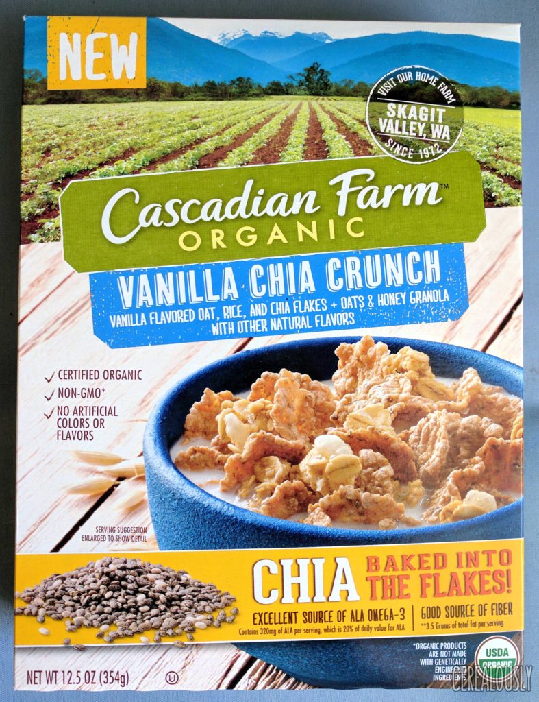 Cascadian Farm Organic Vanilla Chia Crunch Cereal Review Box