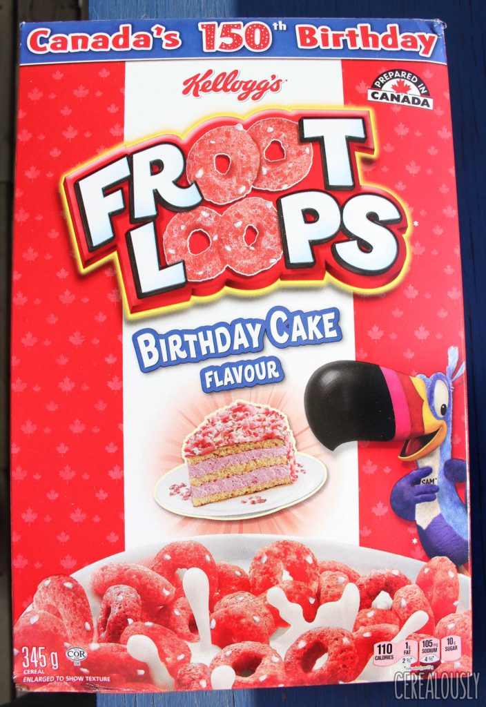Kellogg's Canadian Birthday Cake Froot Loops Cereal Box Review