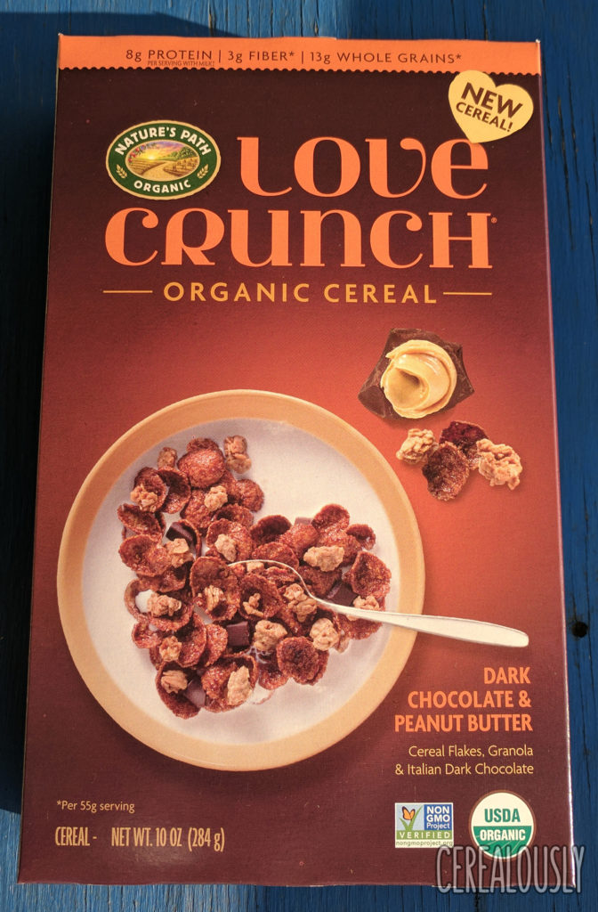 Nature's Path Organic Love Crunch Dark Chocolate & Peanut Butter Cereal Review – Box