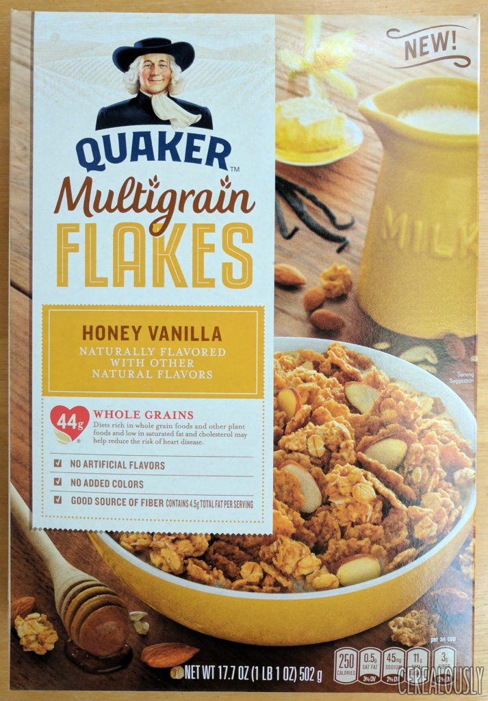 Quaker Honey Vanilla Multigrain Flakes Cereal Review – Box
