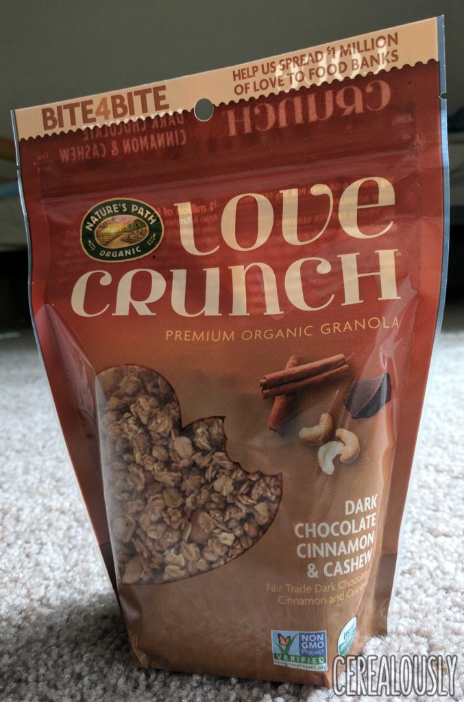 Nature's Path Organic Love Crunch Dark Chocolate Cinnamon Cashew Granola Review – Bag