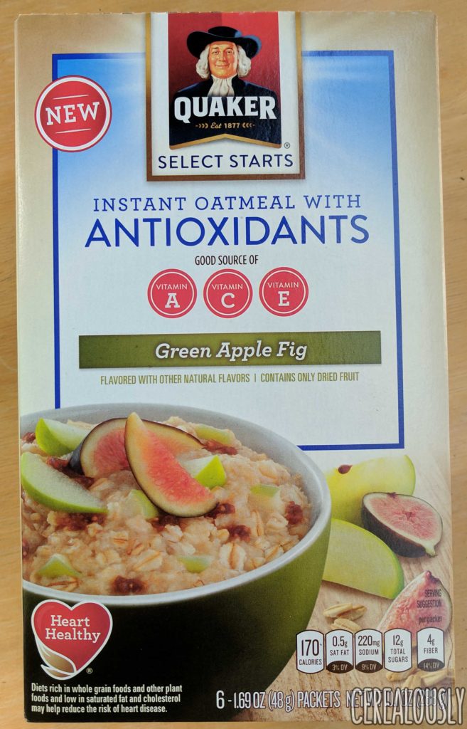 Quaker Green Apple Fig Oatmeal with Antioxidants Review – Box