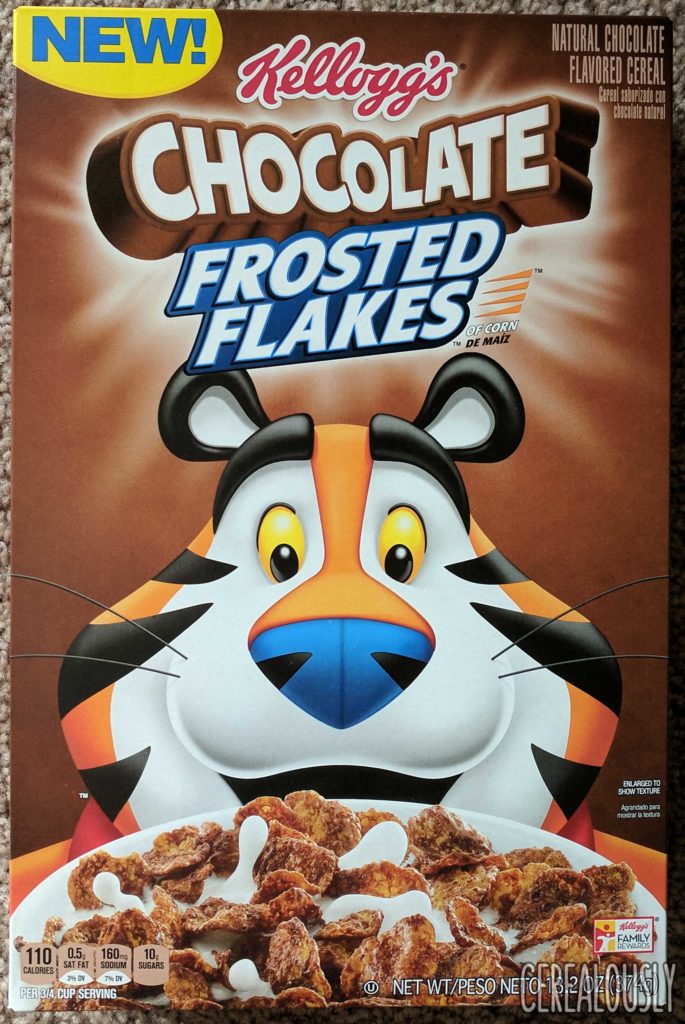 Kellogg's 2017 New Chocolate Frosted Flakes Cereal Review Box