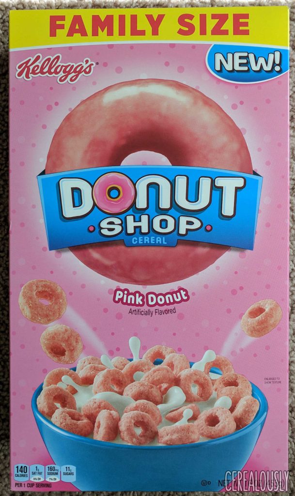 Kellogg's Donut Shop Pink Donut Cereal Review Box