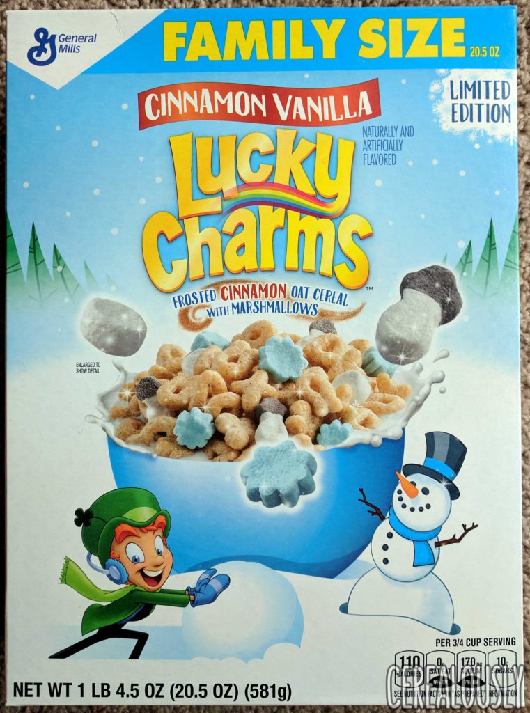 General Mills Cinnamon Vanilla Lucky Charms Holiday Cereal Review Christmas – Box