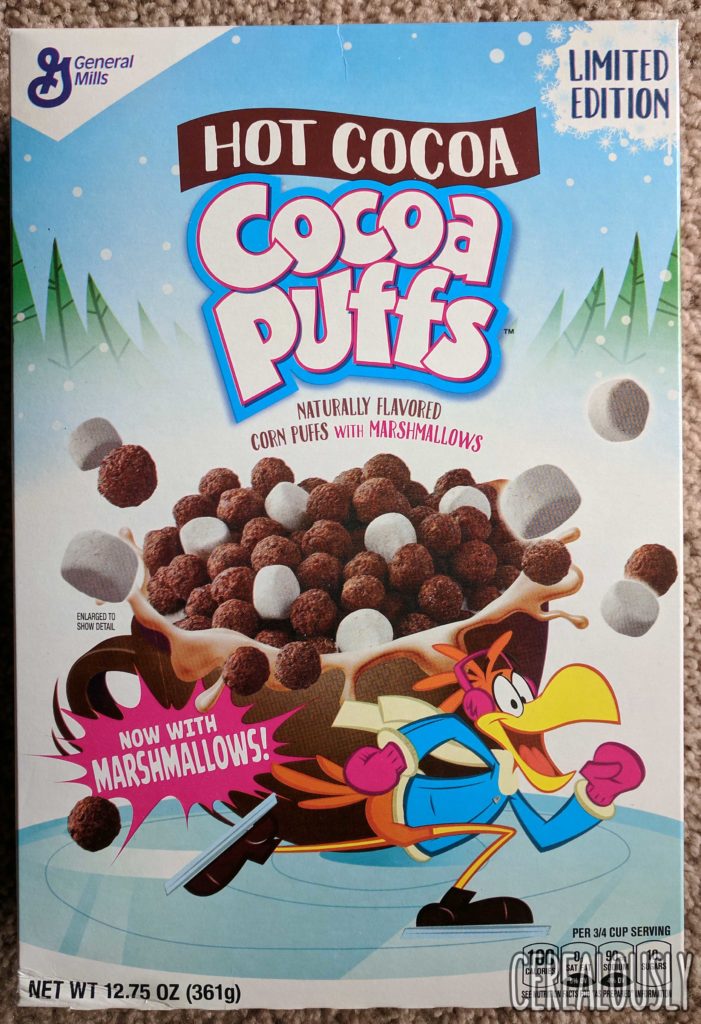 General Mills Limited Edition Hot Cocoa Cocoa Puffs Holiday Cereal Review Box