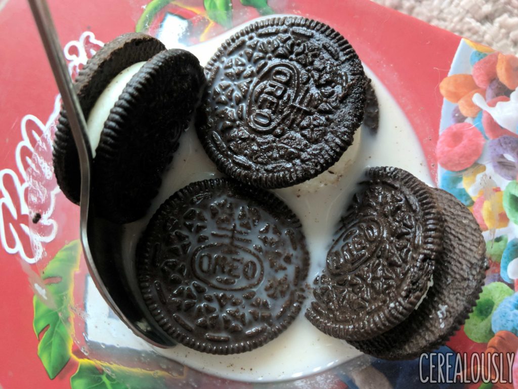 Nabisco Mystery Oreo Cookies Review Cereal Dunked in Milk