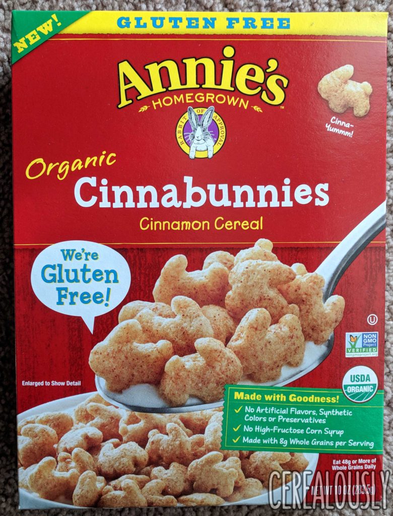 Gluten-Free Annie's Organic Cinnabunnies Cereal Review Box
