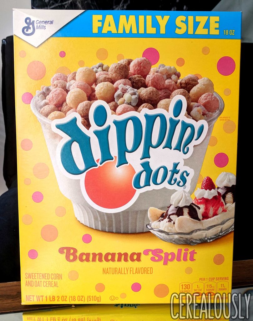 General Mills Banana Split Dippin' Dots Cereal Review Box