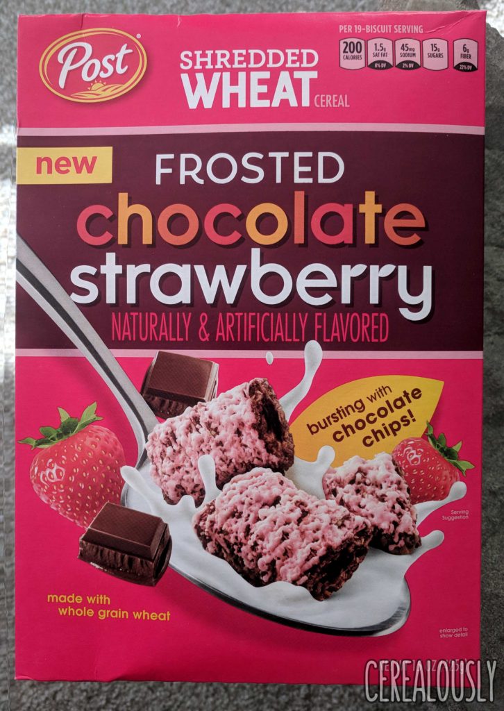 Post Chocolate Strawberry Shredded Wheat Cereal Review Box