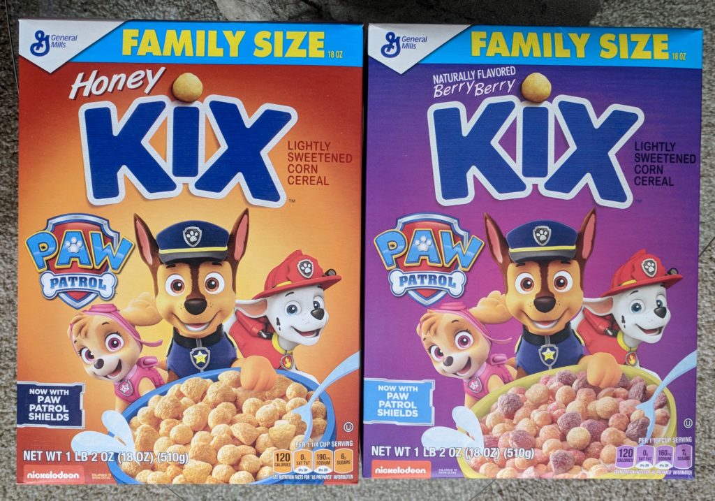 General Mills Paw Patrol Honey Berry Berry Kix Cereal Review Box
