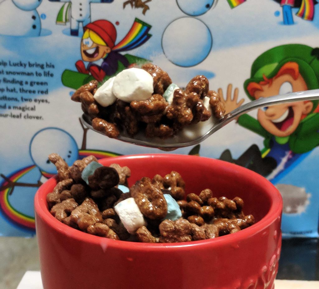 Chocolatey Winter Lucky Charms Cereal Review Milk