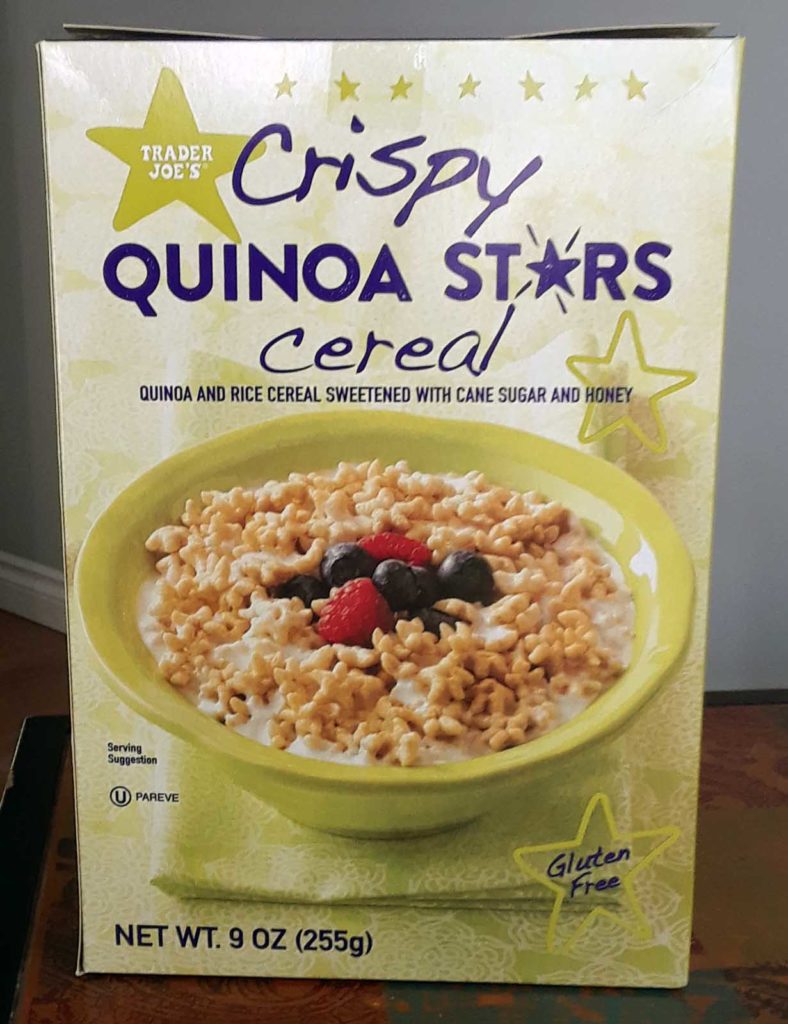 Trader Joe's Crispy Quinoa Stars Cereal Review Box