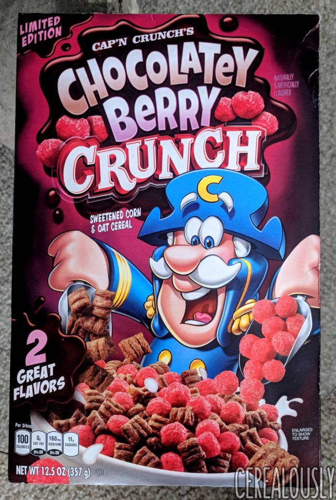 Cap'n Crunch's Chocolatey Berry Crunch Cereal Review Box