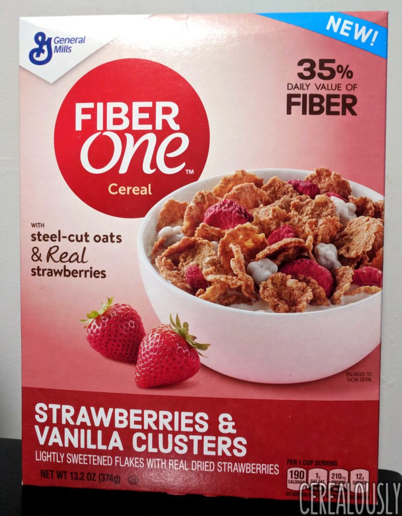 Fiber One Strawberries & Vanilla Clusters Cereal Review Box