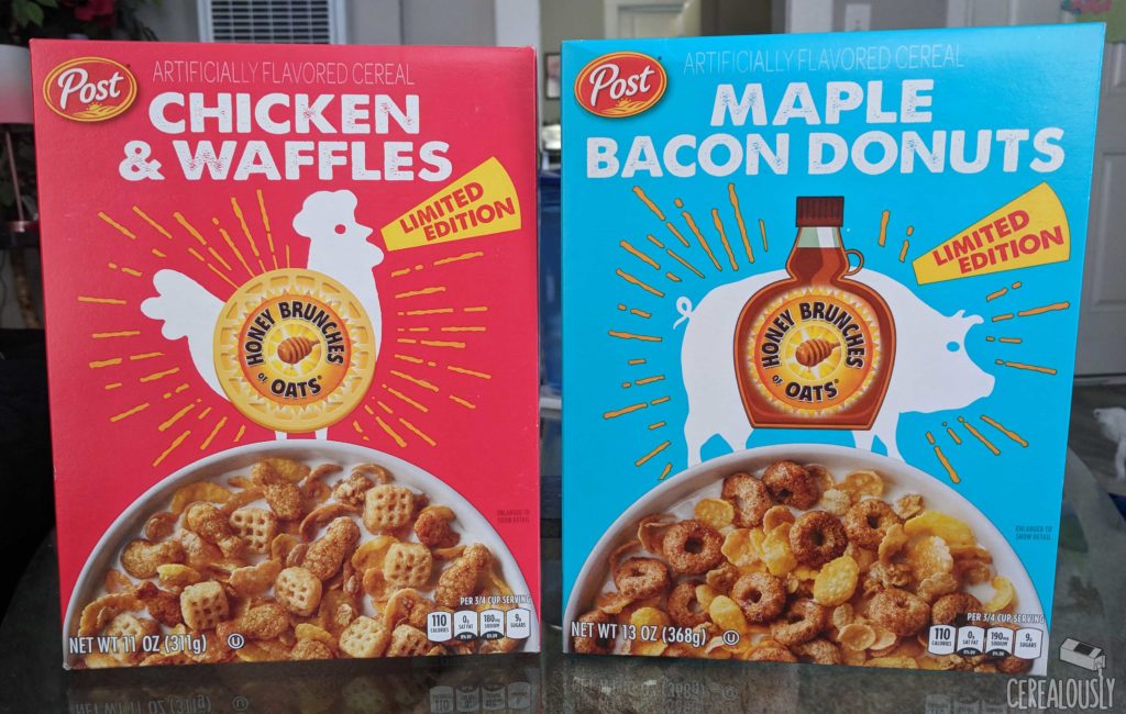 Post & Honey Brunches of Oats Chicken & Waffles + Maple Bacon Donut Cereals Review