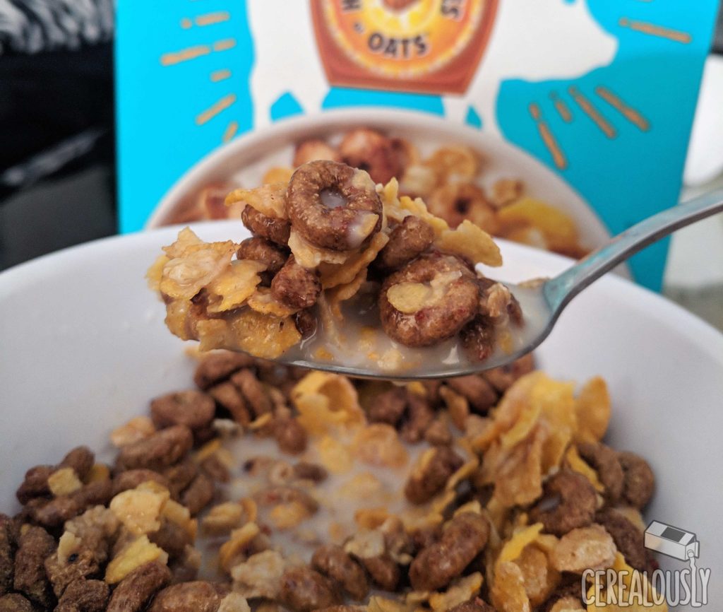 Post & Honey Brunches of Oats Maple Bacon Donut Cereal Review Milk