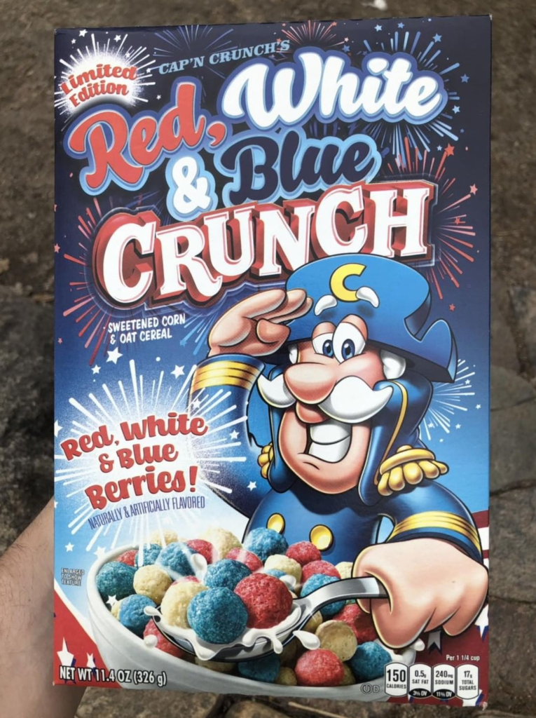 New Cap'n Crunch Red, White & Blue Crunch Cereal Box
