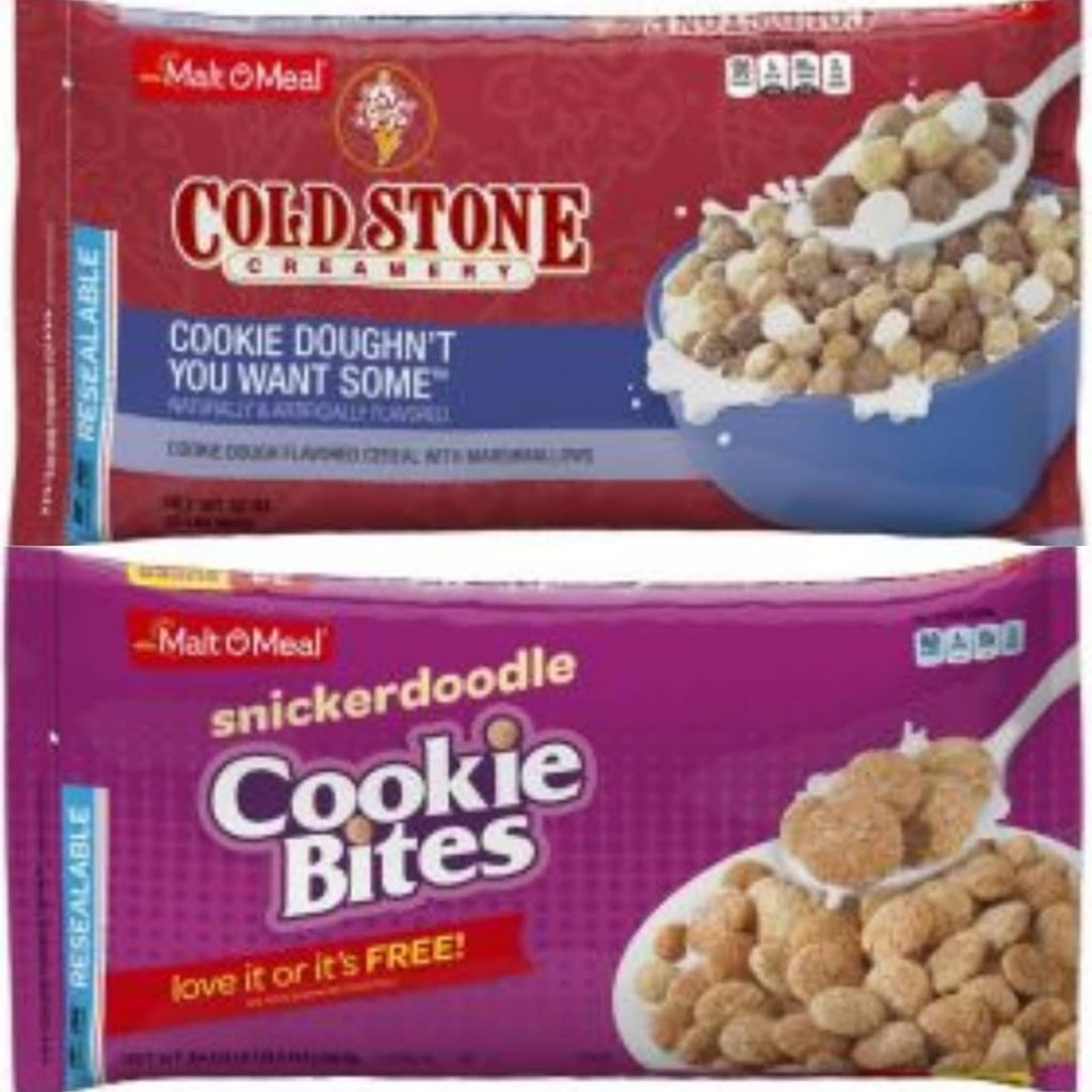 New Malt-O-Meal Cold Stone Creamery Cookie Doughn't You Want Some and Snickerdoodle Cookie Bites Cereals