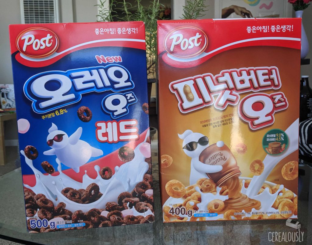 South Korean Oreo O's RED Cereal Review Peanut Butter Os Cereal Boxes
