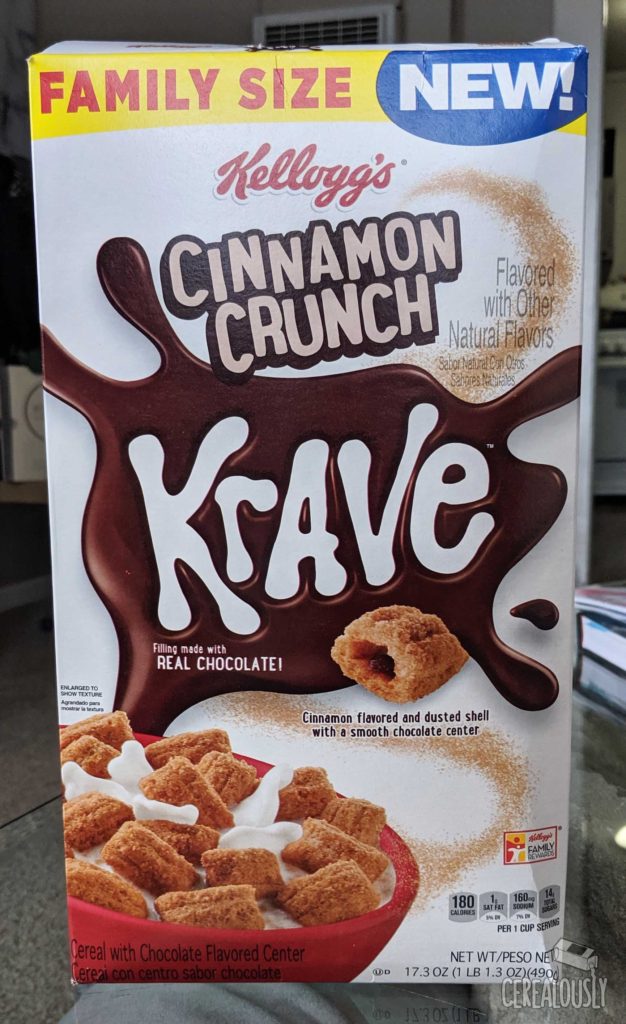 Kellogg's Cinnamon Crunch Krave Review Cereal Box