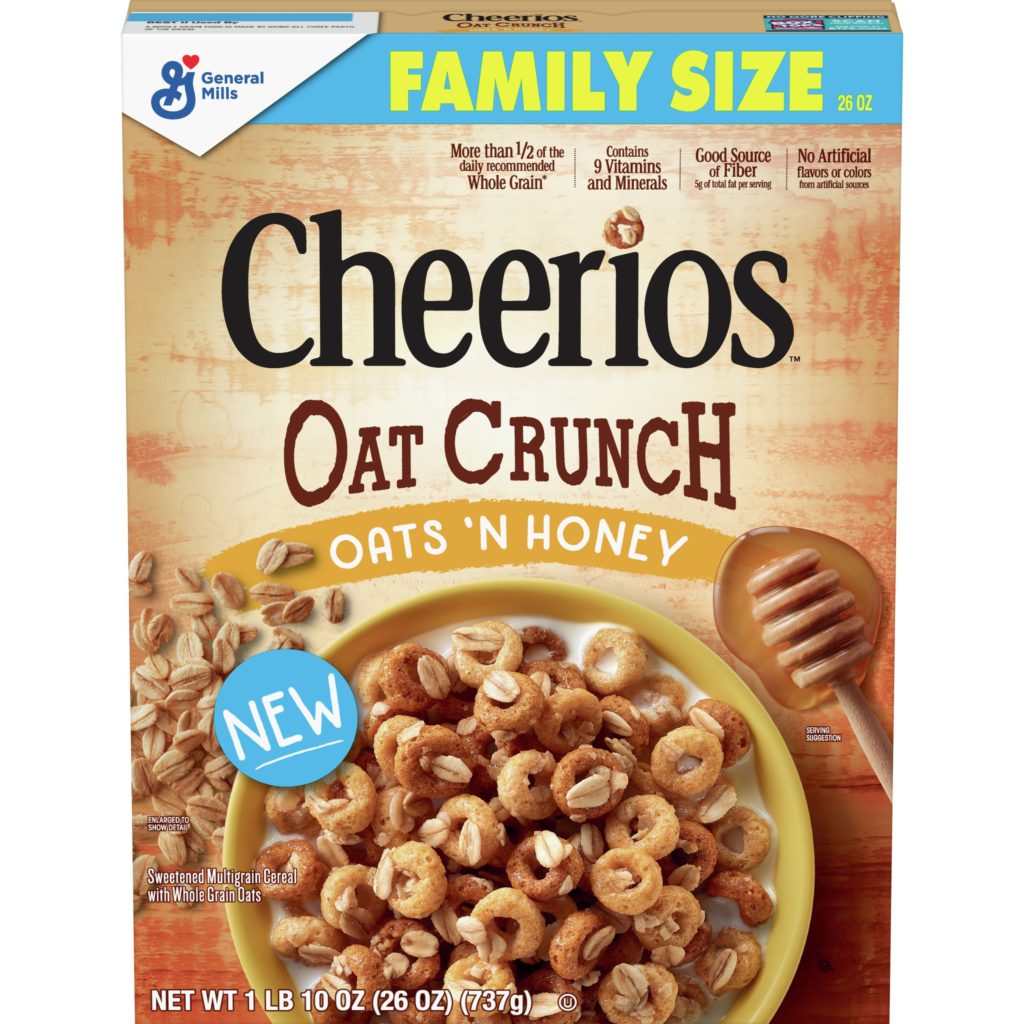 New Oats 'N Honey Cheerios Oat Crunch Cereal Box