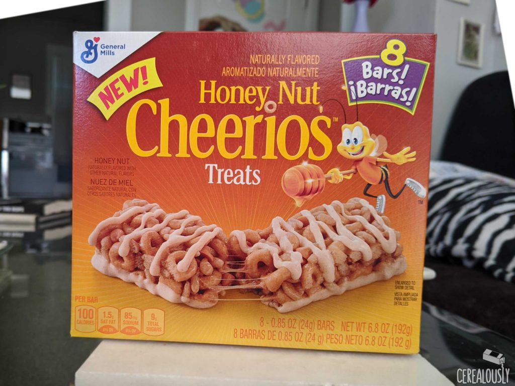 General Mills New Honey Nut Cheerios Treats Cereal Bars Review Box