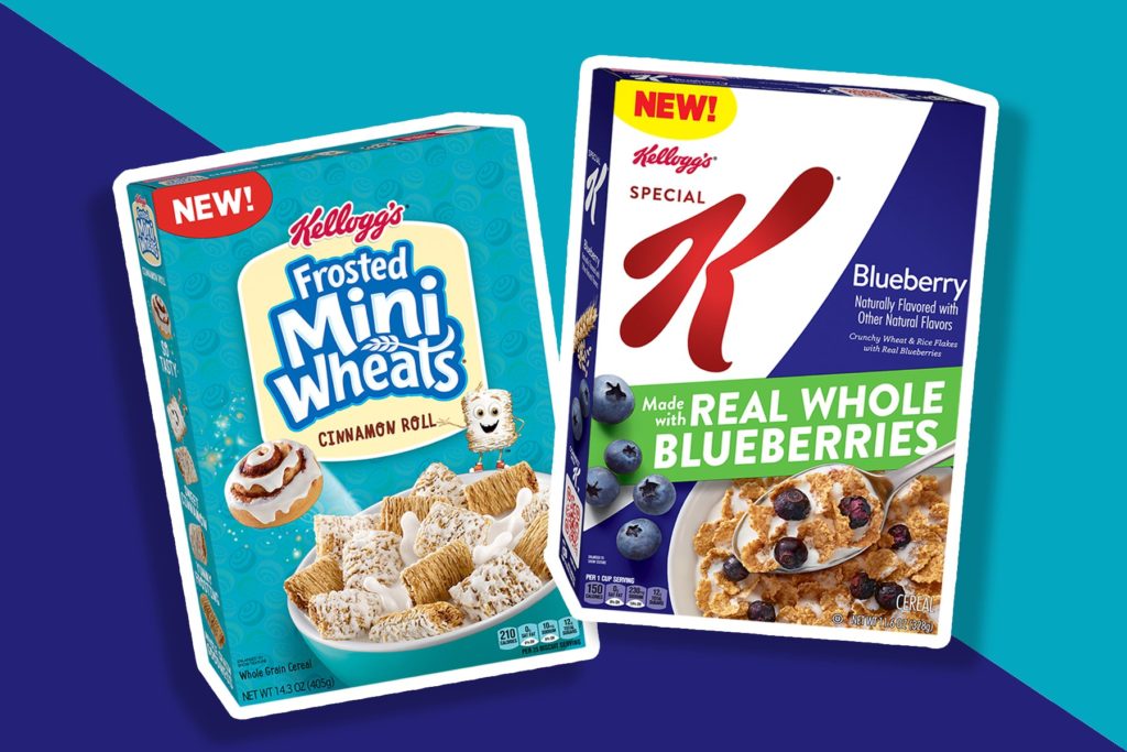 New Cinnamon Roll Frosted Mini-Wheats and Blueberry Special K Cereals