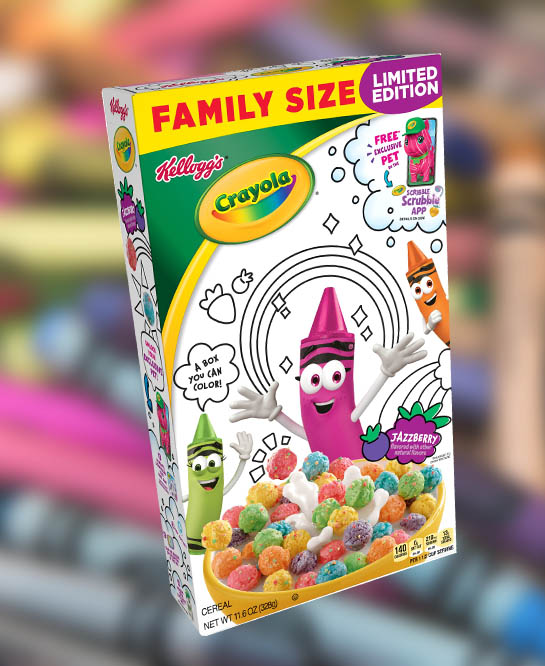 New Crayola Jazzberry Cereal Box