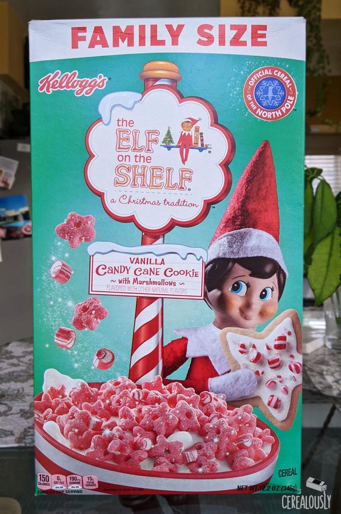 New Elf on the Shelf Vanilla Candy Cane Cookie Cereal Review Box