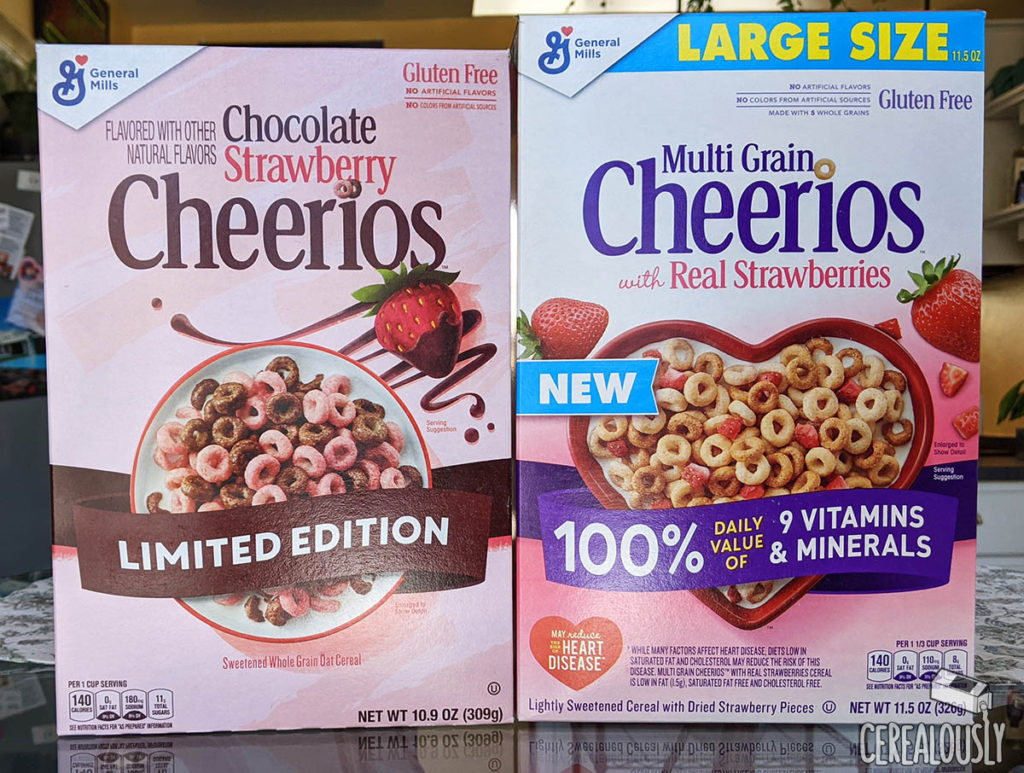 New Chocolate Strawberry Cheerios and Multigrain Cheerios with Strawberries Cereal Review - Boxes