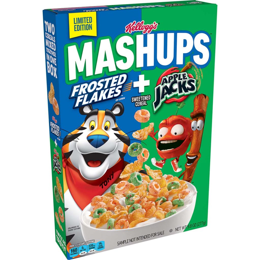 New Kellogg's Frosted Flakes and Apple Jacks Mashups Cereal Box