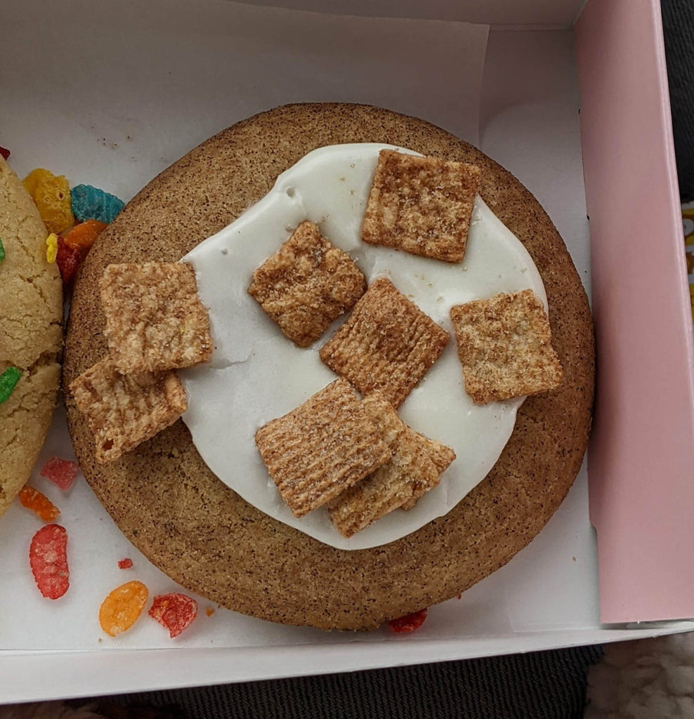 The Cinnamon Toast Crunch Crumbl Cookie rounds out the batch, and this was ...
