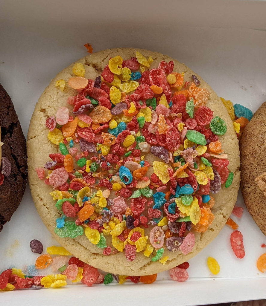 Uncharacteristically for such a punchy cereal, the Fruity Pebbles Cookie is...