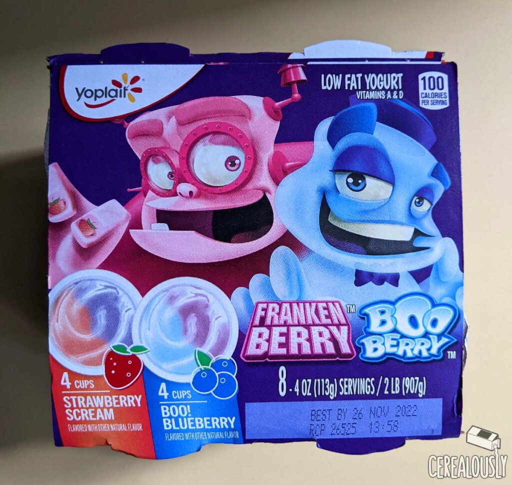 Franken Berry and Boo Berry Yogurts Review.- Packaging